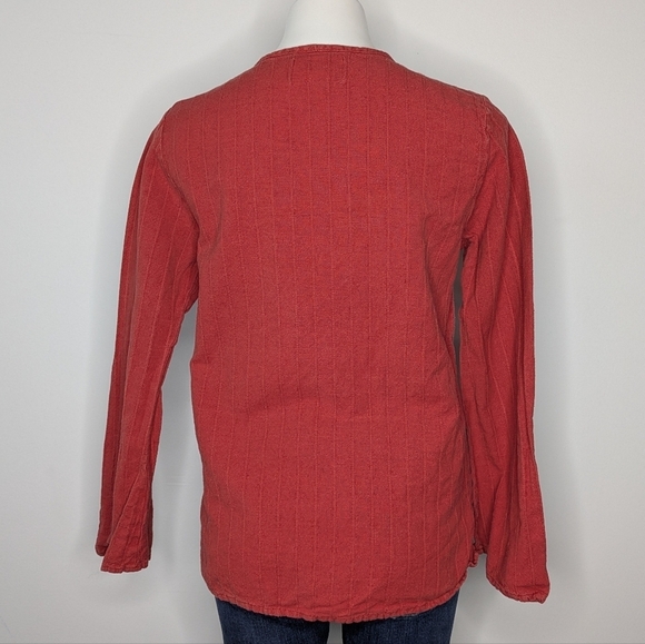 Flax Red/Orange Linen Cotton Blend Long Sleeve Top S - Picture 5 of 7